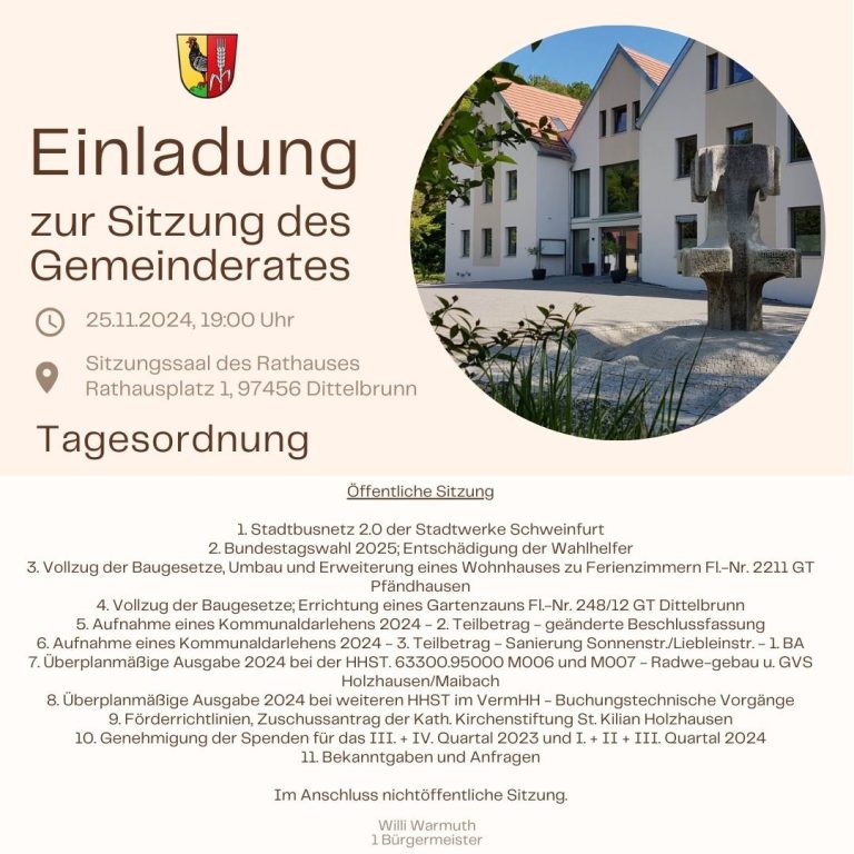 Einladung Zur Sitzung Des Gemeinderates Am Gemeinde